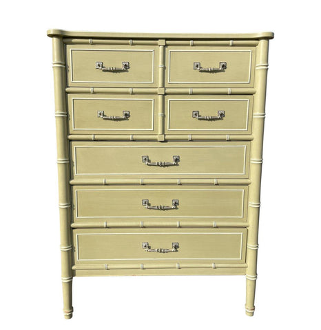 Vintage Henry Link Bali Hai Collection Faux Bamboo Tallboy Chest Available for Custom Lacquer! - Hibiscus House