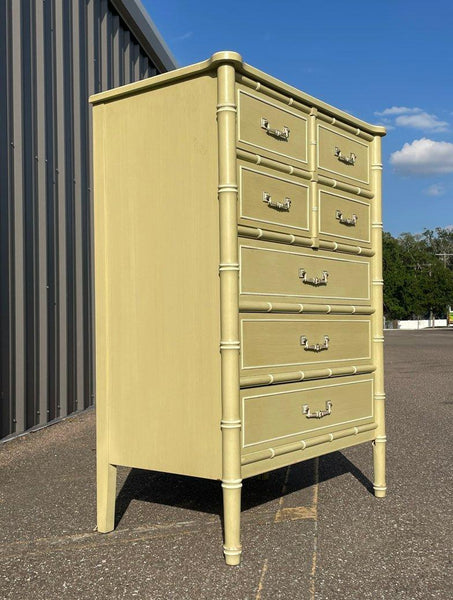 Vintage Henry Link Bali Hai Collection Faux Bamboo Tallboy Chest Available for Custom Lacquer! - Hibiscus House