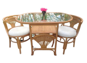 Vintage Rattan Honeymoon Table and Chair Set Available for Custom Lacquer!