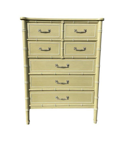 Vintage Henry Link Bali Hai Collection Faux Bamboo Tallboy Chest Available for Custom Lacquer! - Hibiscus House