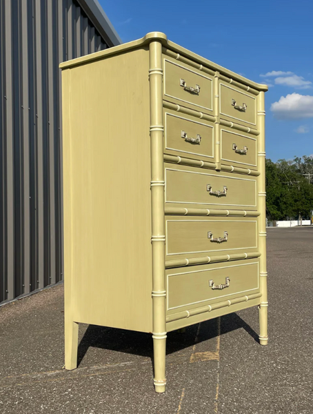 Vintage Henry Link Bali Hai Collection Faux Bamboo Tallboy Chest Available for Custom Lacquer!