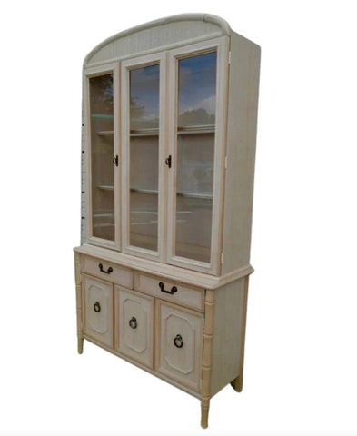 Vintage Broyhill Faux Bamboo Two Piece Rounded Top China Cabinet Available for Lacquer - Hibiscus House