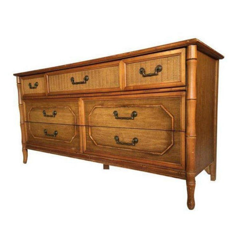 Vintage Broyhill Furniture Seven Drawer Faux Bamboo Dresser Available for Custom Lacquer! - Hibiscus House