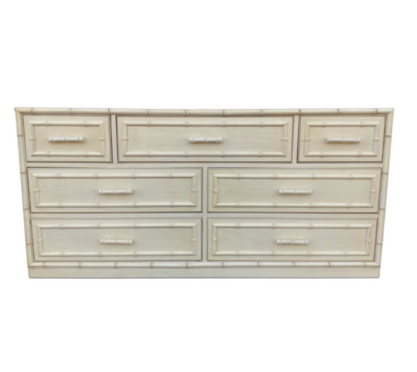 Vintage Dixie Furniture Company "Aloha" Faux Bamboo Seven Drawer Dresser Available for Custom Lacquer!