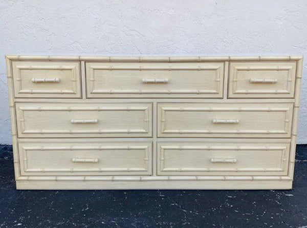 Vintage Dixie Furniture Company "Aloha" Faux Bamboo Seven Drawer Dresser Available for Custom Lacquer! - Hibiscus House