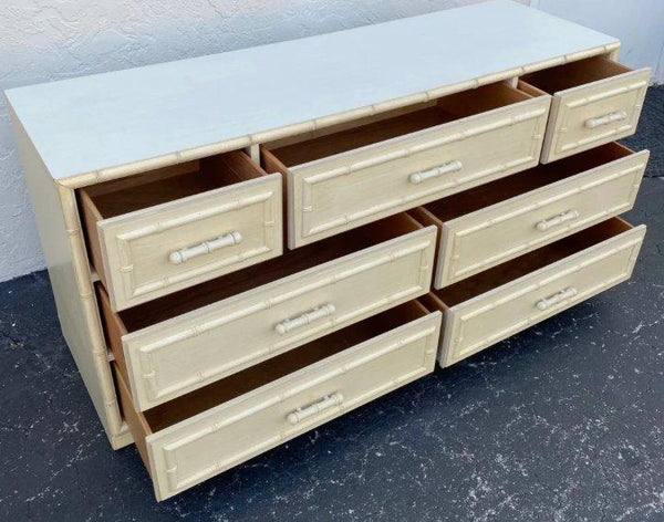 Vintage Dixie Furniture Company "Aloha" Faux Bamboo Seven Drawer Dresser Available for Custom Lacquer! - Hibiscus House