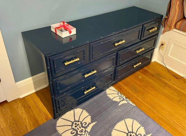 Vintage Dixie Furniture Company "Aloha" Faux Bamboo Seven Drawer Dresser Available for Custom Lacquer! - Hibiscus House