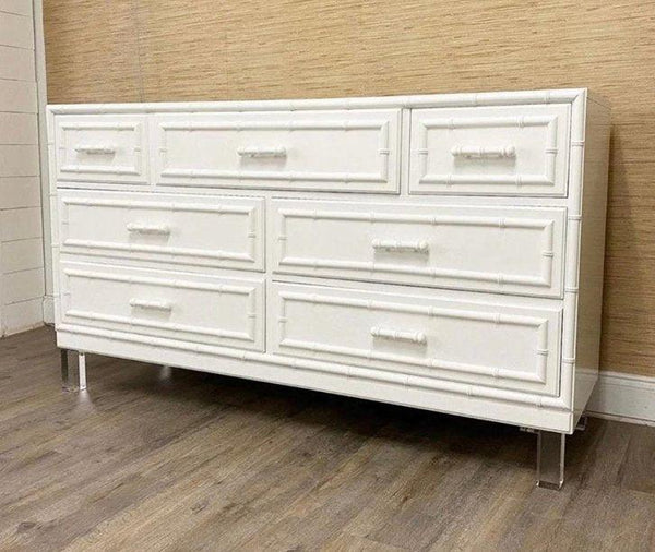 Vintage Dixie Furniture Company "Aloha" Faux Bamboo Seven Drawer Dresser Available for Custom Lacquer! - Hibiscus House