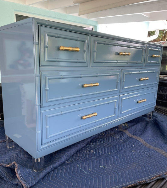 Vintage Dixie Furniture Company "Aloha" Faux Bamboo Seven Drawer Dresser Available for Custom Lacquer! - Hibiscus House