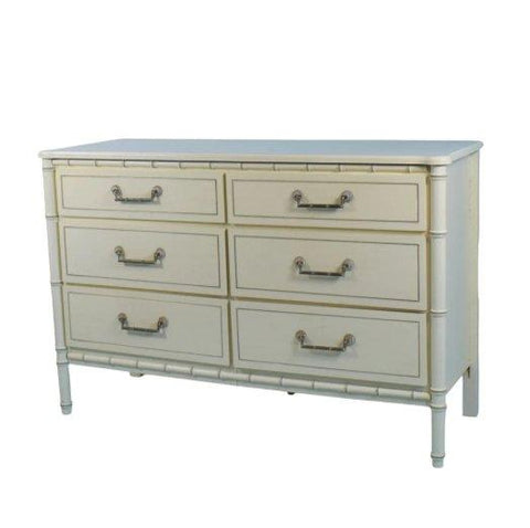 Vintage Faux Bamboo Six Drawer Dresser Available for Custom Lacquer! - Hibiscus House