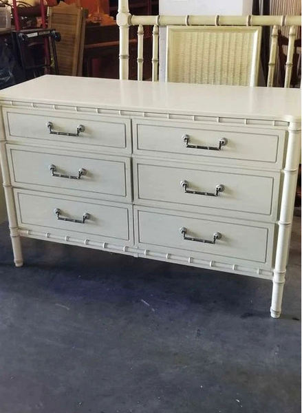 Vintage Faux Bamboo Six Drawer Dresser Available for Custom Lacquer!