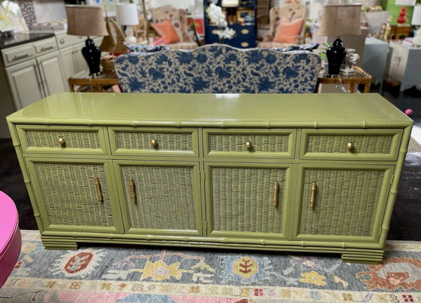 Vintage American of Martinsville Faux Bamboo Double Door Credenza Available for Custom Lacquer - Hibiscus House