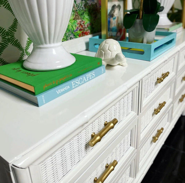 Vintage American of Martinsville Faux Bamboo Double Door Credenza Available for Custom Lacquer - Hibiscus House