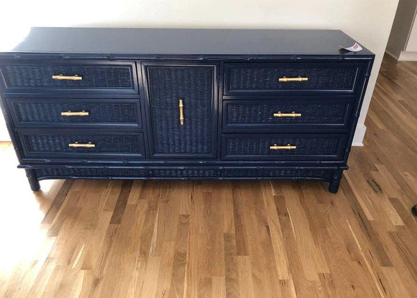 Vintage American of Martinsville Faux Bamboo Double Door Credenza Available for Custom Lacquer - Hibiscus House