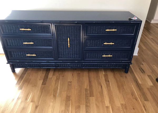 Vintage American of Martinsville Faux Bamboo Double Door Credenza Available for Custom Lacquer