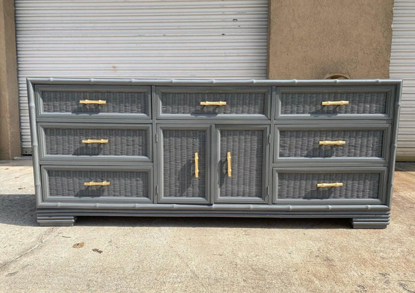 Vintage American of Martinsville Faux Bamboo Double Door Credenza Available for Custom Lacquer - Hibiscus House