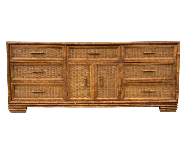 Vintage American of Martinsville Faux Bamboo Double Door Credenza Available for Custom Lacquer - Hibiscus House