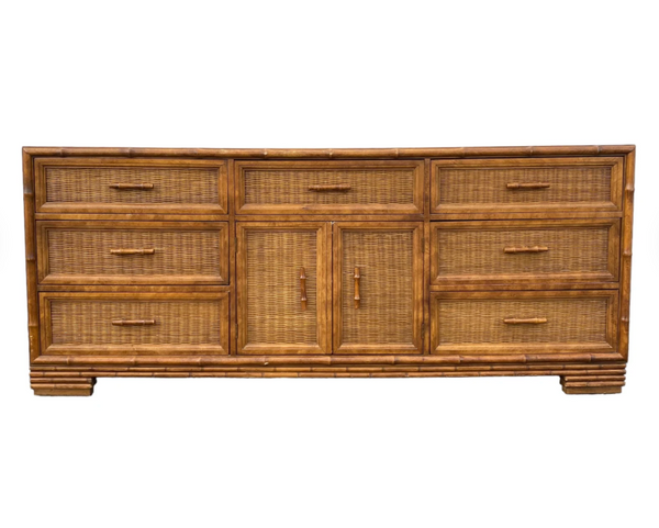 Vintage American of Martinsville Faux Bamboo Double Door Credenza Available for Custom Lacquer