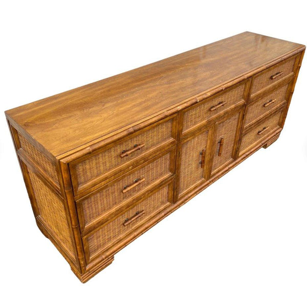 Vintage American of Martinsville Faux Bamboo Double Door Credenza Available for Custom Lacquer - Hibiscus House