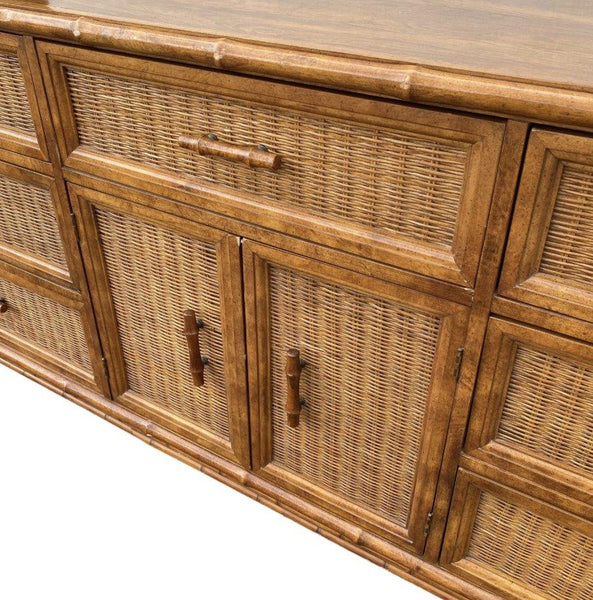 Vintage American of Martinsville Faux Bamboo Double Door Credenza Available for Custom Lacquer - Hibiscus House