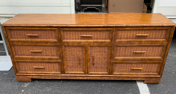 Vintage American of Martinsville Faux Bamboo Double Door Credenza Available for Custom Lacquer - Hibiscus House