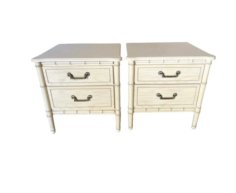 Vintage Classic Pair of Faux Bamboo Nightstands Available for Custom Lacquer