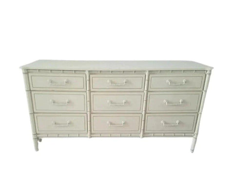 Vintage Faux Bamboo Classic Nine Drawer Triple Dresser Available for Custom Lacquer - Hibiscus House