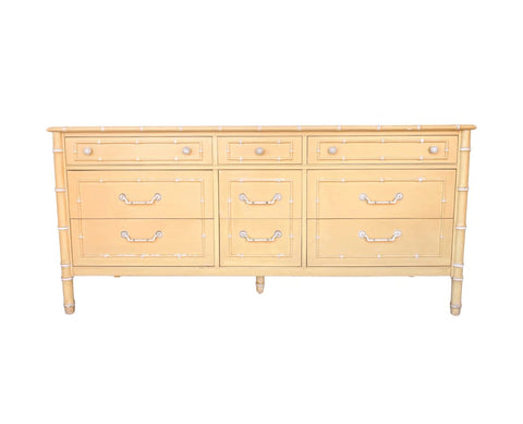 Vintage Thomasville Allegro Faux Bamboo Nine Drawer Dresser Available for Custom Lacquer - Hibiscus House