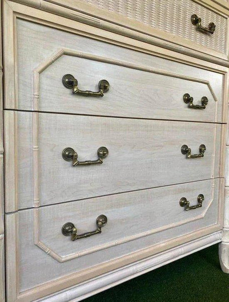 Vintage Broyhill Furniture Faux Bamboo Five Drawer Chest Available for Custom Lacquer - Hibiscus House