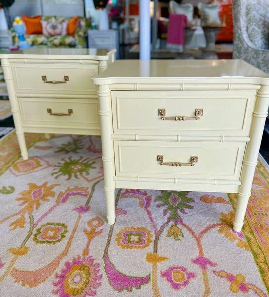 Pair of Vintage Henry Link Bali Hai Faux Bamboo Nightstands Available for Lacquer! - Hibiscus House