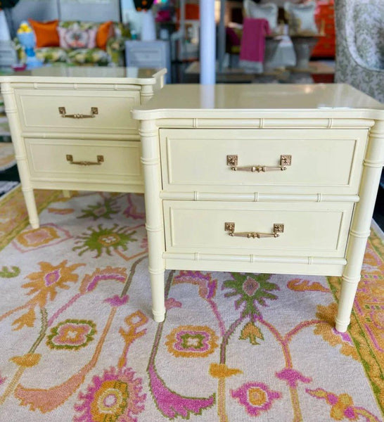 Pair of Vintage Henry Link Bali Hai Faux Bamboo Nightstands Available for Lacquer - Hibiscus House
