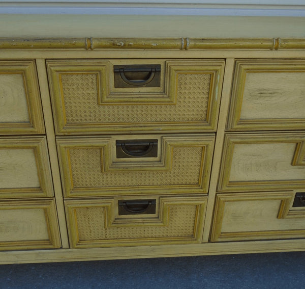 Vintage Stanley Furniture Faux Bamboo Nine Drawer Dresser Available for Custom Lacquer - Hibiscus House