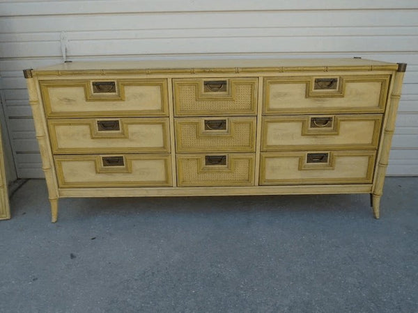 Vintage Stanley Furniture Faux Bamboo Nine Drawer Dresser Available for Custom Lacquer - Hibiscus House