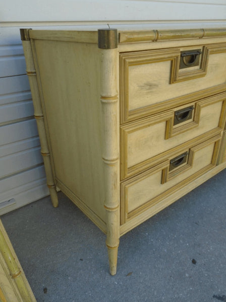 Vintage Stanley Furniture Faux Bamboo Nine Drawer Dresser Available for Custom Lacquer - Hibiscus House