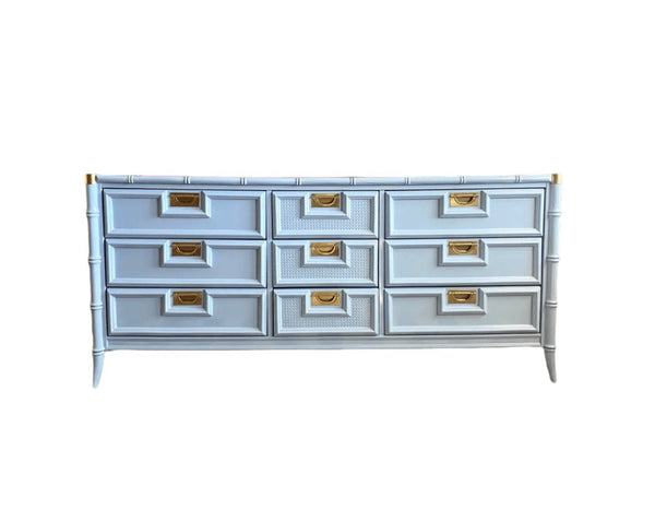 Vintage Stanley Furniture Faux Bamboo Nine Drawer Dresser Available for Custom Lacquer - Hibiscus House