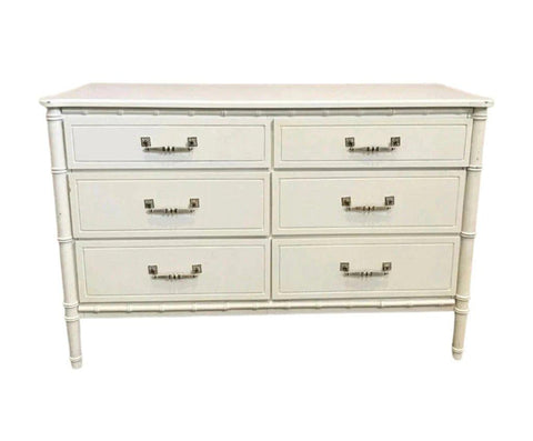 Vintage and Rare Faux Bamboo Six Drawer Classic Dresser Available for Custom Lacquer - Hibiscus House