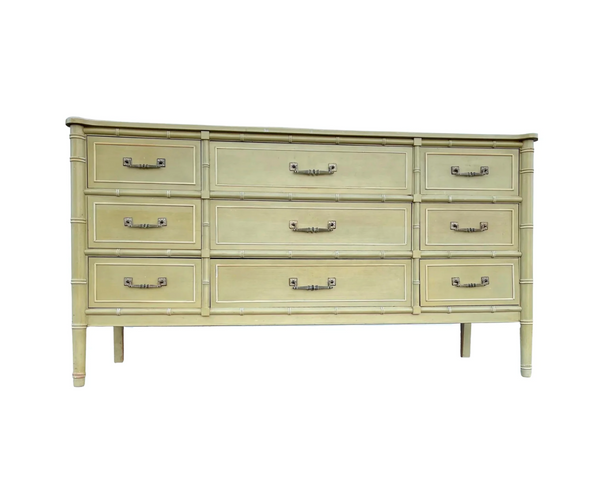 Vintage Henry Link Bali Hai Faux Bamboo Triple Dresser Available for Custom Lacquer