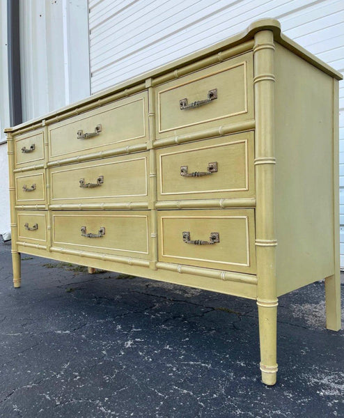Vintage Henry Link Bali Hai Faux Bamboo Triple Dresser Available for Custom Lacquer - Hibiscus House