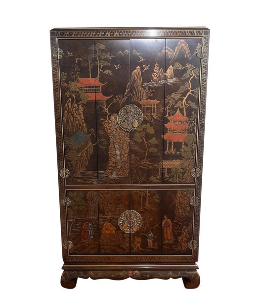Vintage Henredon Folio 10 Collection Large Chinoiserie Armoire Available for Custom Lacquer - Hibiscus House