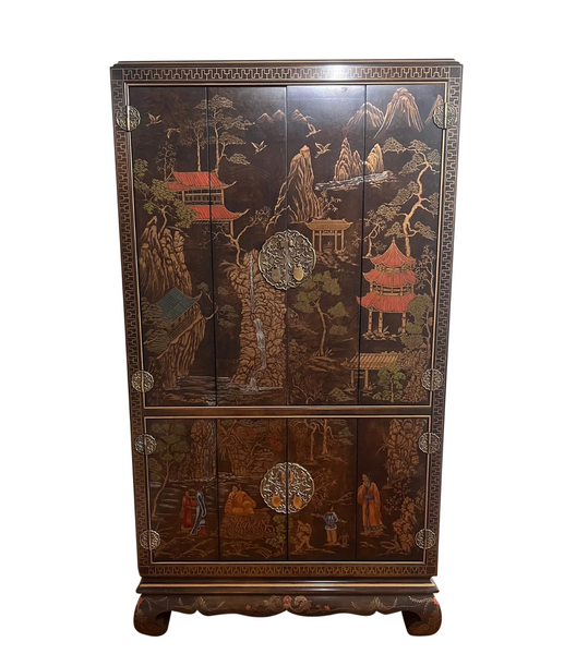 Vintage Henredon Folio 10 Collection Large Chinoiserie Armoire Available for Custom Lacquer