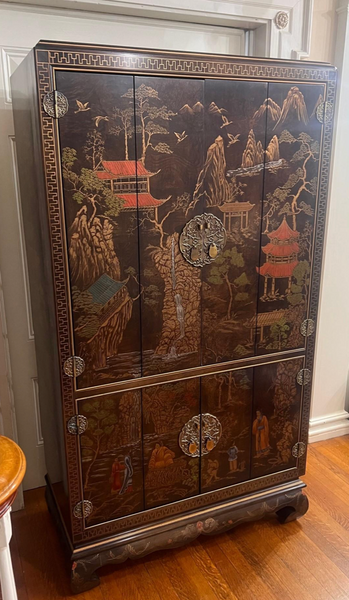 Vintage Henredon Folio 10 Collection Large Chinoiserie Armoire Available for Custom Lacquer