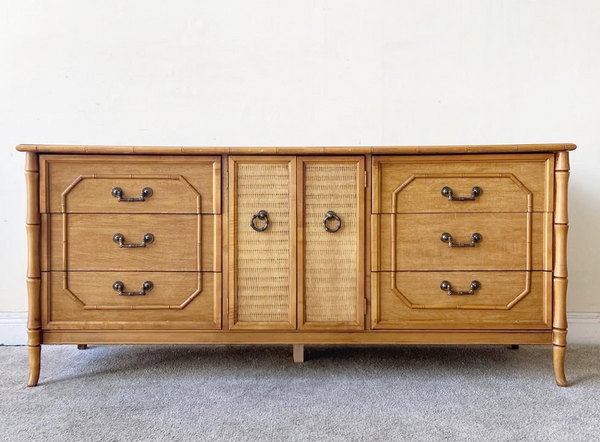 Vintage Broyhill Furniture Faux Bamboo Credenza Available for Custom Lacquer