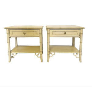 Vintage Thomasville Allegro Faux Bamboo Nightstand Pair Available for Lacquer - Hibiscus House