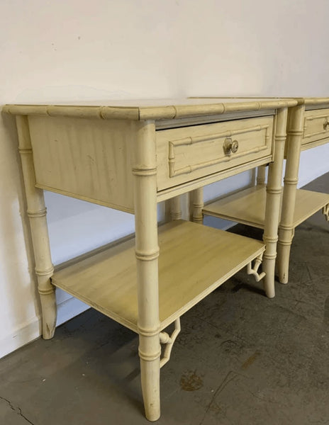 Vintage Thomasville Allegro Faux Bamboo Nightstand Pair Available for Lacquer - Hibiscus House