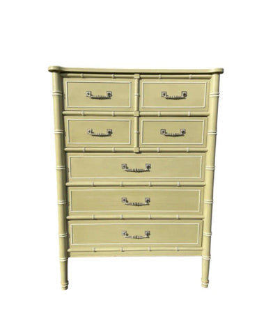 Vintage Henry Link Bali Hai Faux Bamboo Tallboy Chest Available for Custom Lacquer - Hibiscus House