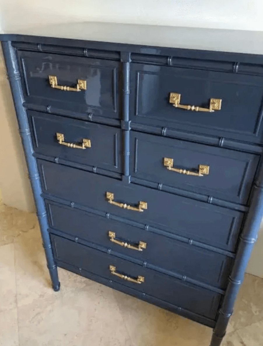 Vintage Henry Link Bali Hai Faux Bamboo Tallboy Chest Available