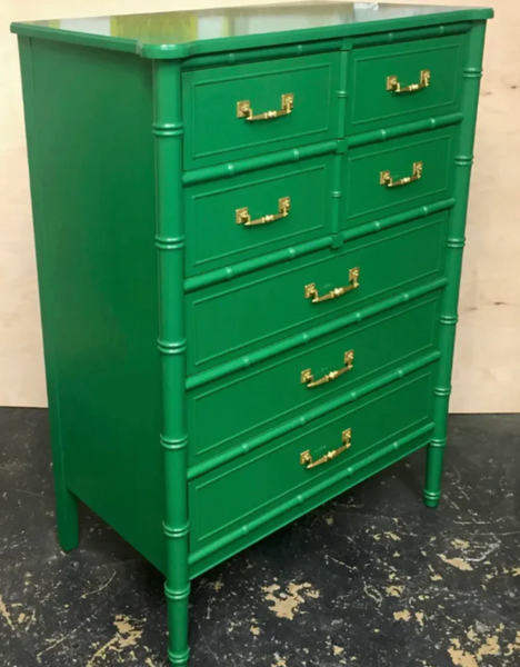 Vintage Henry Link Bali Hai Faux Bamboo Tallboy Chest Available for Custom Lacquer