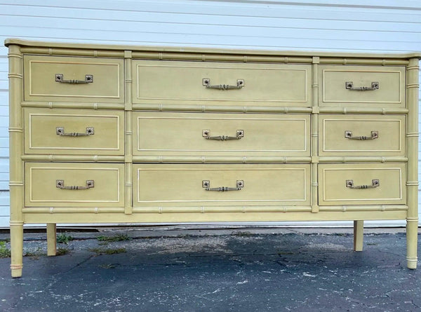 Vintage Henry Link Bali Hai Faux Bamboo Triple Dresser Available for Lacquer - Hibiscus House