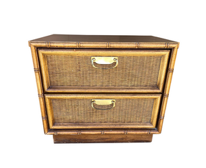 Vintage Thomasville Faux Bamboo and Rattan Single Nightstand Available for Custom Lacquer