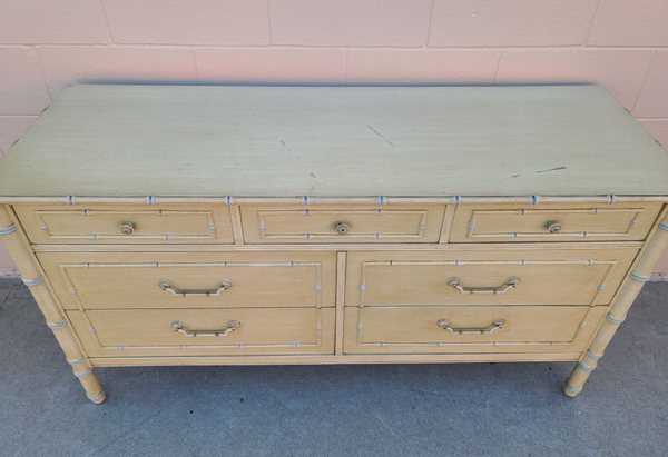 Vintage Seven Drawer Thomasville Allegro Faux Bamboo Dresser Available for Lacquer!